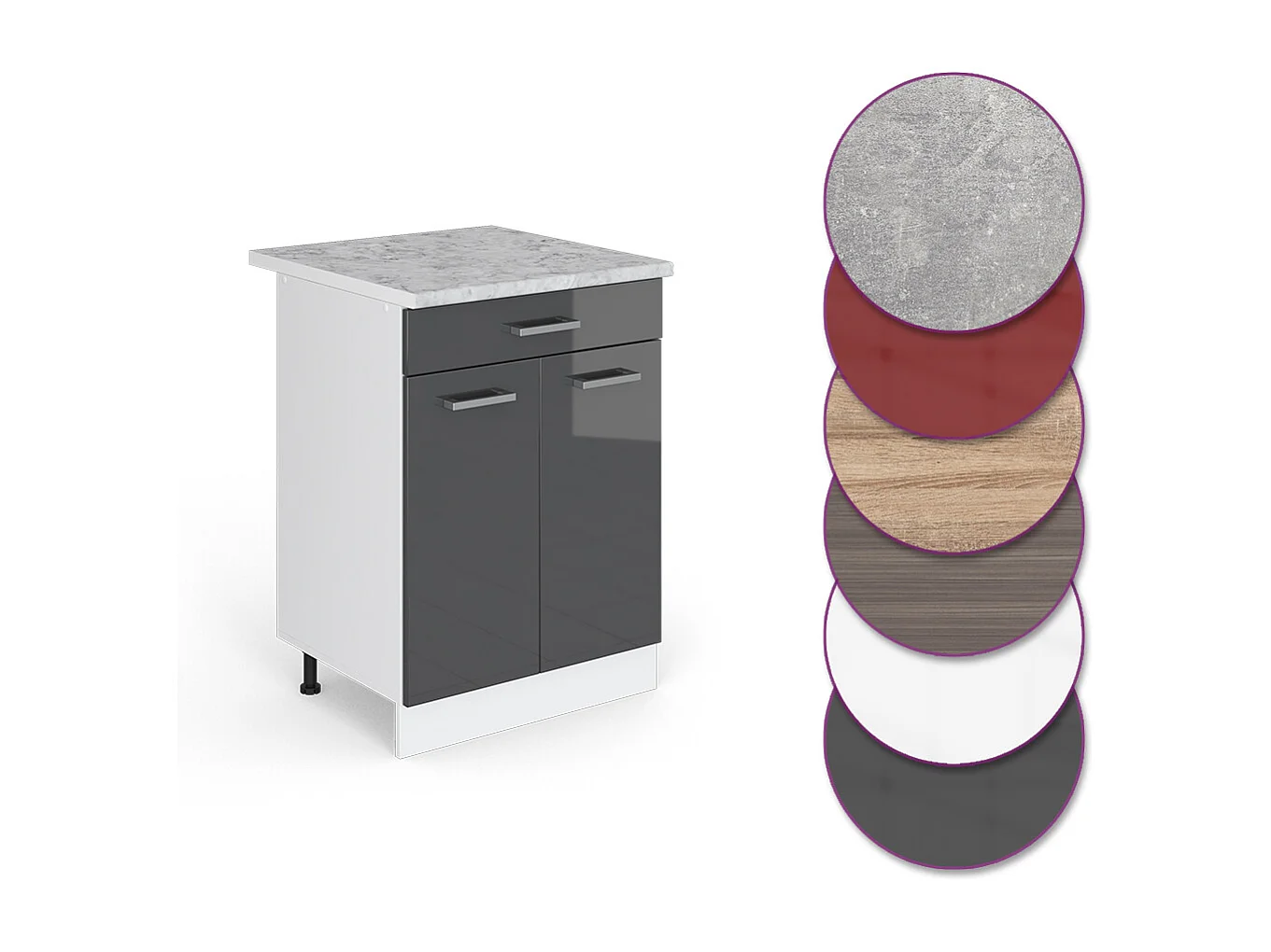 Küchenunterschrank anthrazit hochglanz 60x60x81.6 r-line