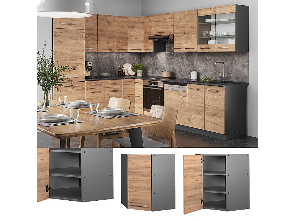 Hörnhängande skåp goldkraft ek 57x34.1x72 fame-line