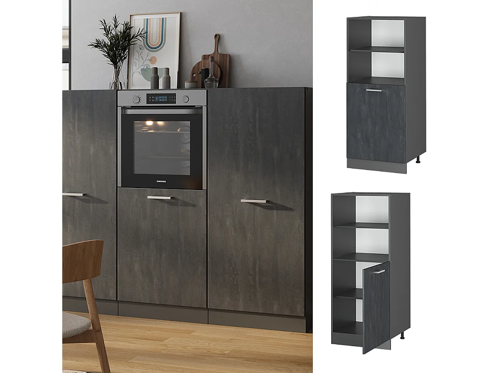 Armário de conversão de fogão concreto preto 60x57x143 r-line