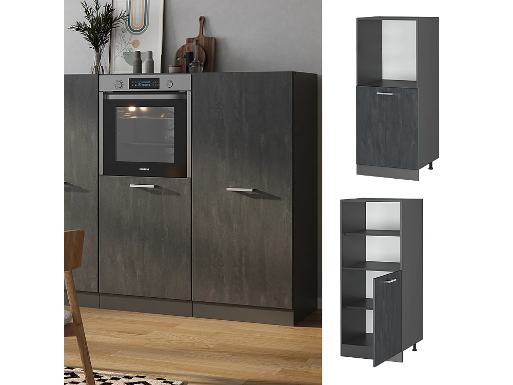 Meuble pour four béton noir 60x57x143 r-line