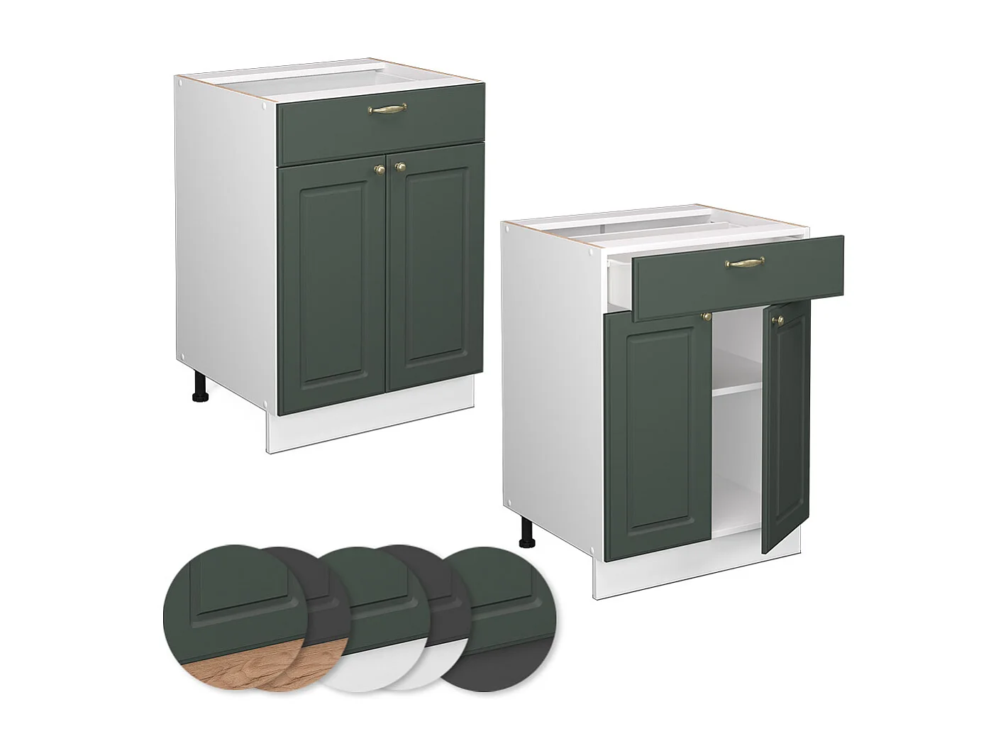 Meuble cuisine vert or campagne 60x51.6x82 fame-line