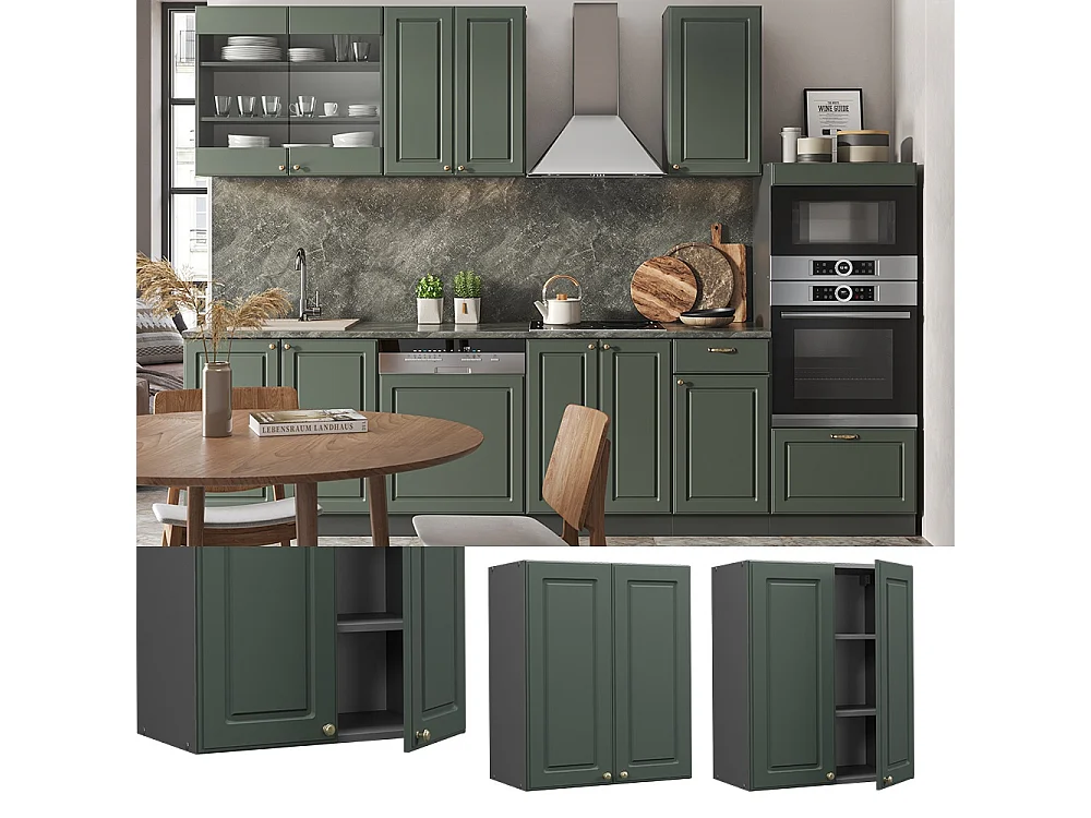 Wall cabinet green-gold country house 60x34.1x72 fame-line