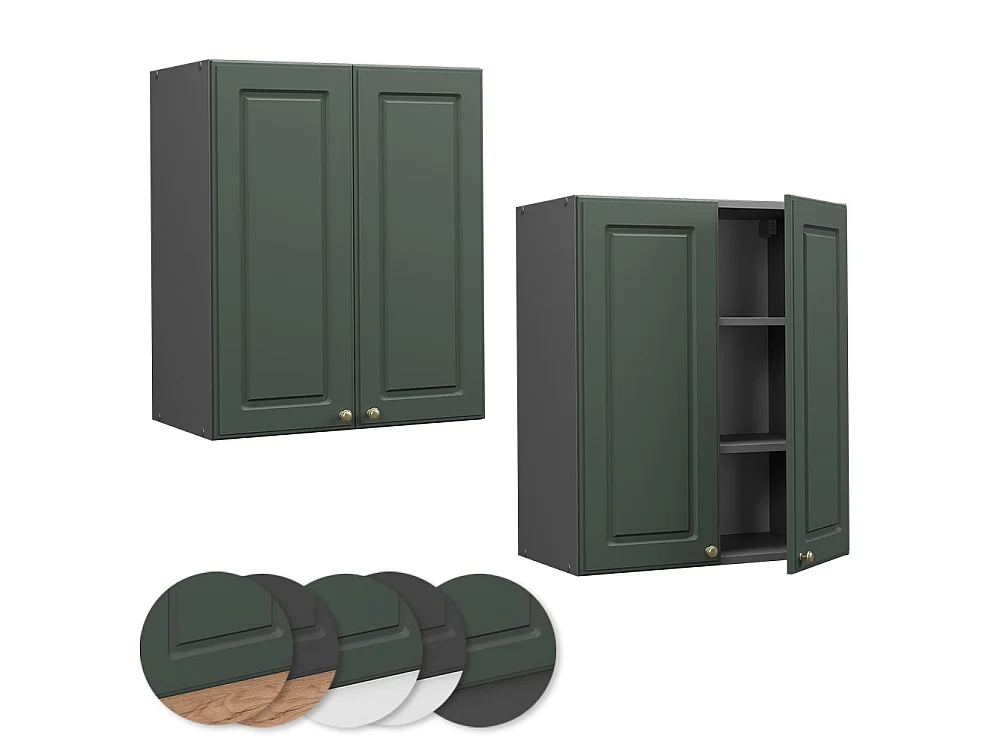 Wall cabinet green-gold country house 60x34.1x72 fame-line