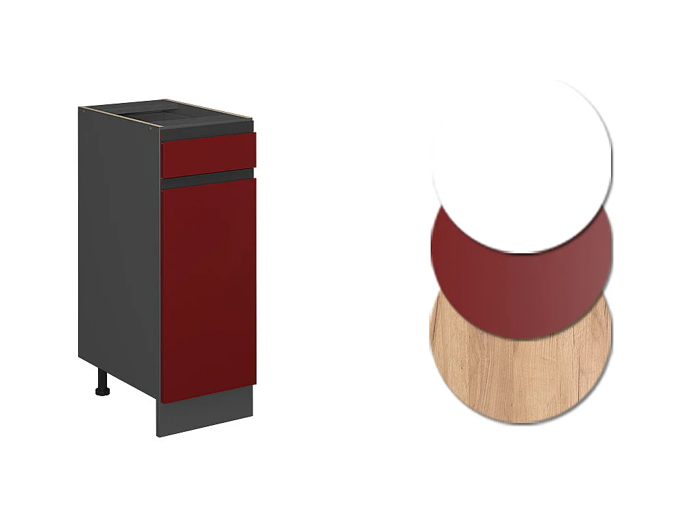 Meuble cuisine rouge 30x60x81.6 r-line