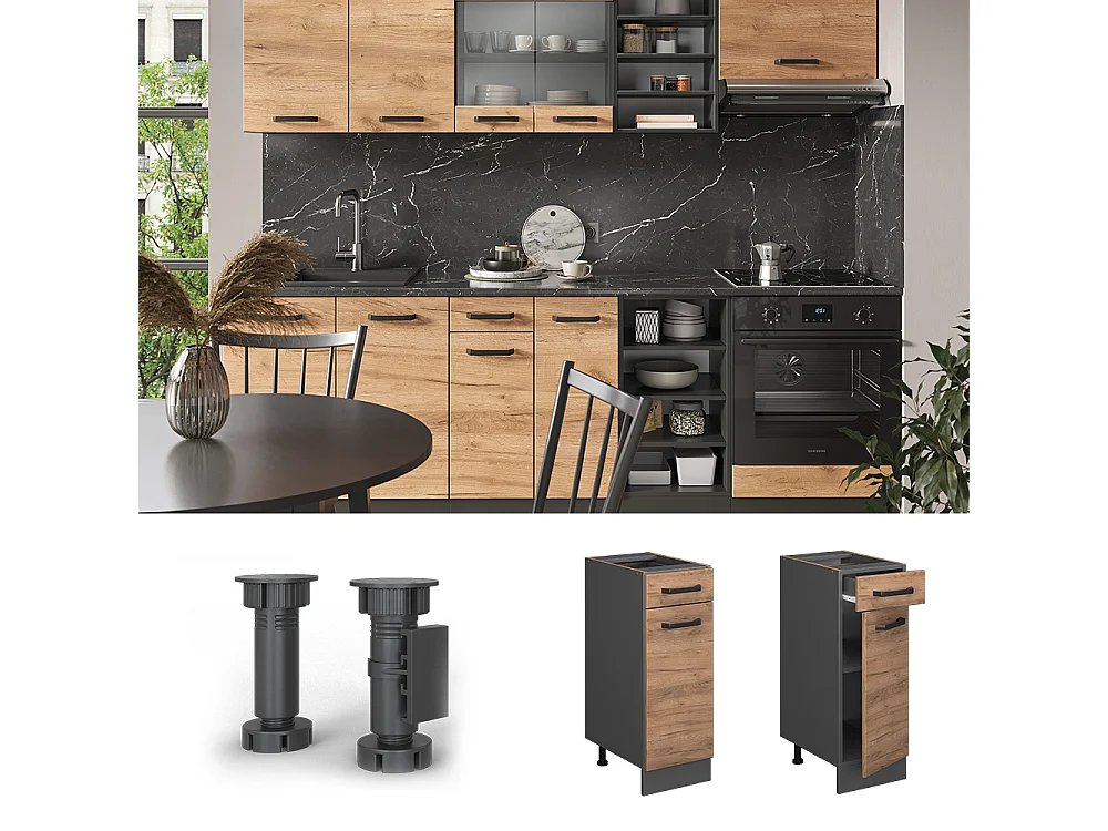 Mueble bajo de cocina roble dorado 30x60x81.6 r-line