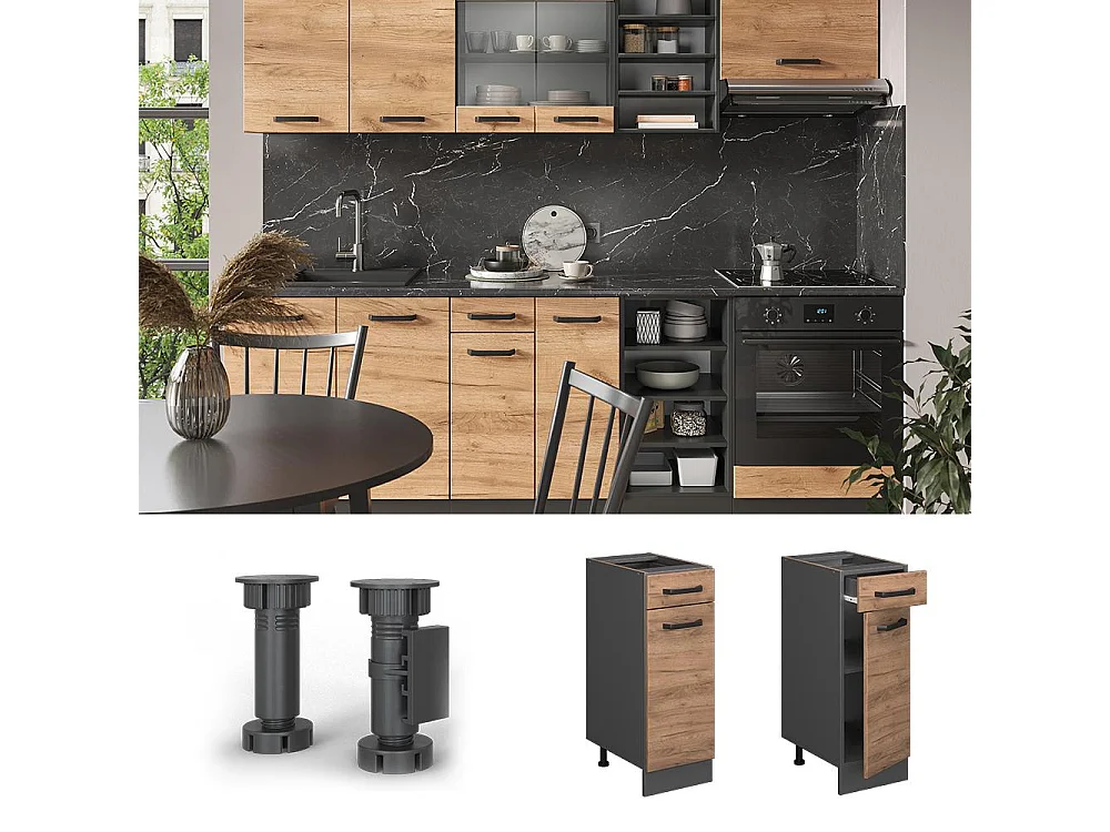 Køkkenskab gold power oak 30x60x81.6 r-line