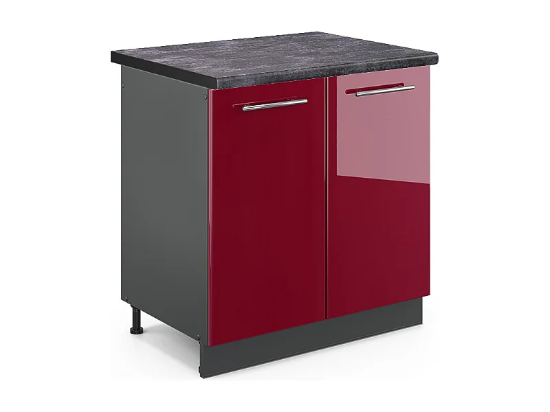 Armario bajo para fregadero rojo burdeos alto brillo 80x60x82 fame-line