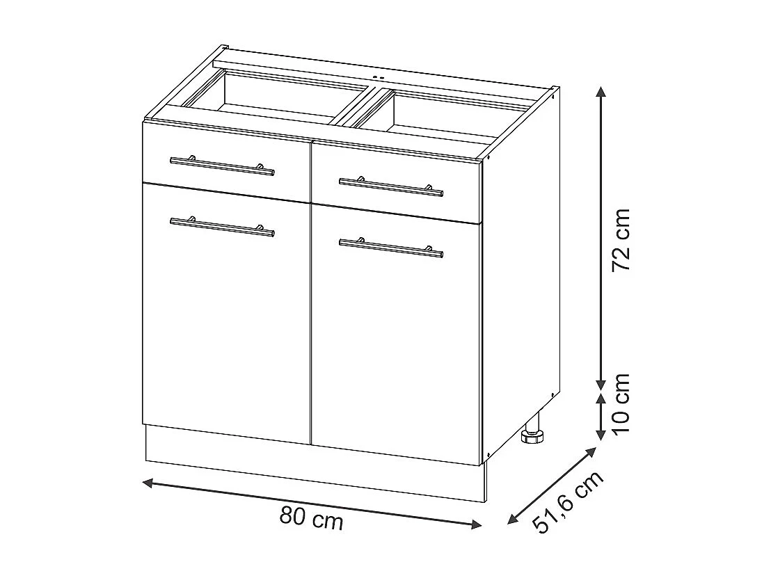 Meuble cuisine blanc campagne 80x60x82 fame-line