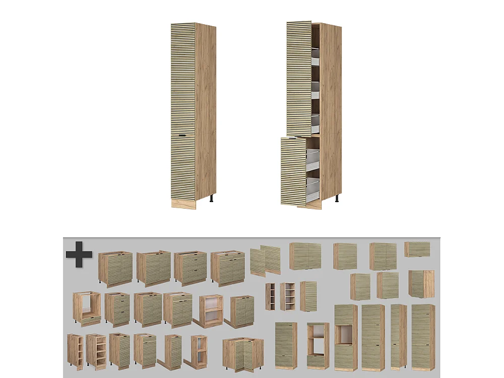 Meuble haute de cuisine panneau en chêne 30x58x206.8 fame-line
