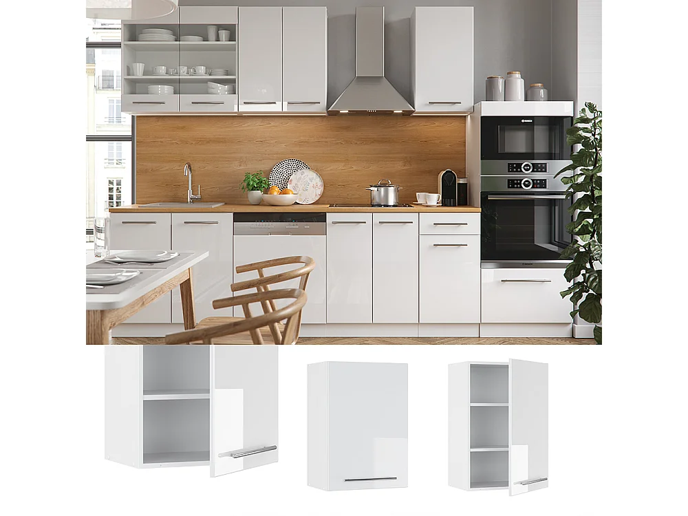 Elément haut de cuisine blanc haute brillance 50x34.1x72 fame-line