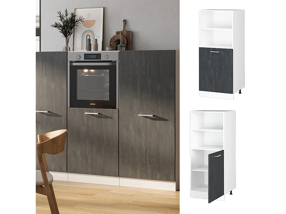 Meuble pour four béton noir 60x57x143 r-line