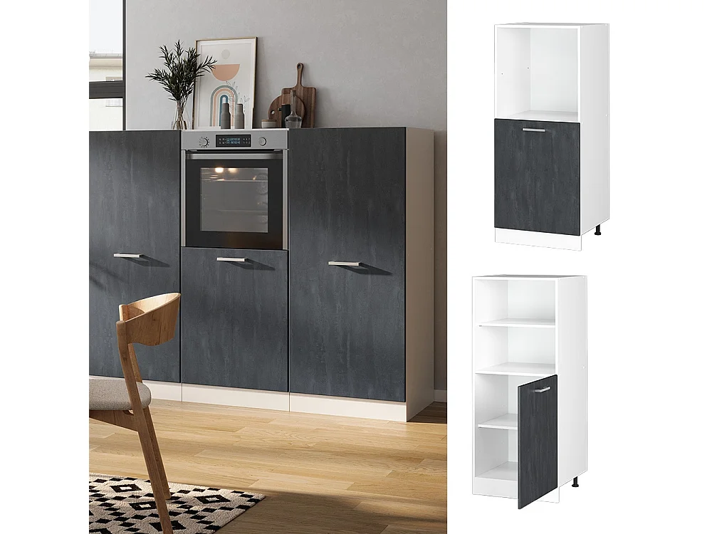 Oven housing cabinet black concrete 60x57x143 r-line