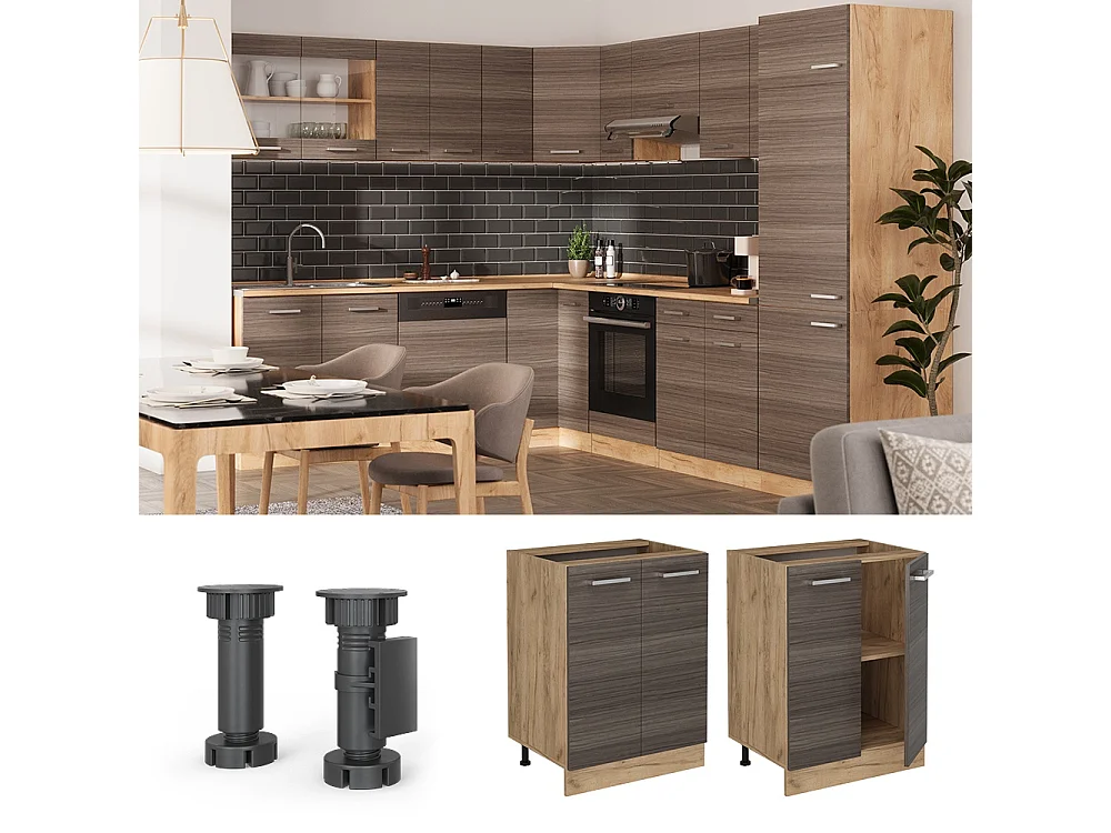 Meuble bas de cuisine gris noble 60x46x81.6 r-line