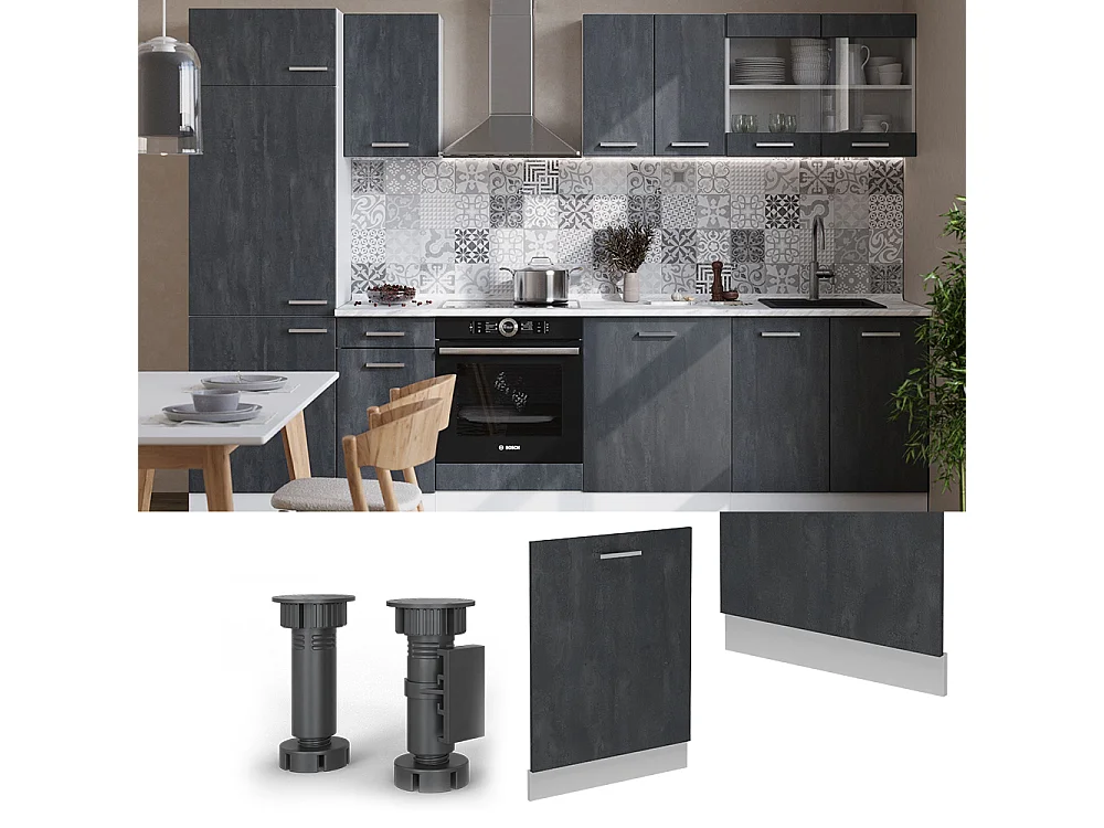 Pannello frontale della lavastoviglie calcestruzzo nero 60x1.6x81.8 r-line