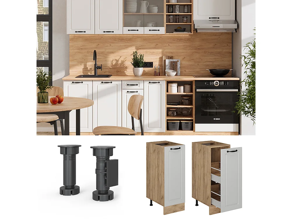 Meuble de cuisine blanc campagne 30x46x81.6 r-line