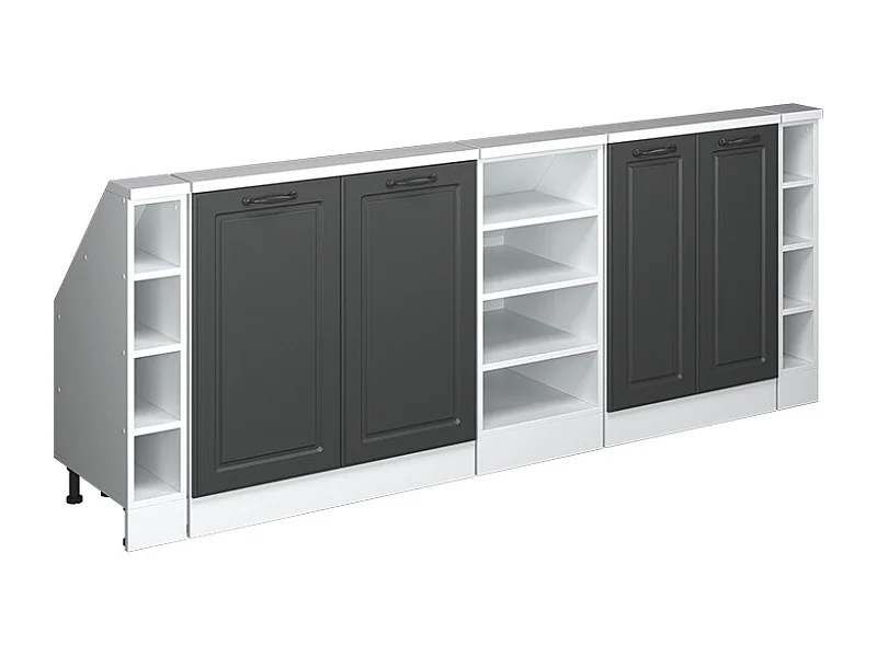 Keukenkast voor schuine wand antraciet landhuis 215x46x81.6 r-line