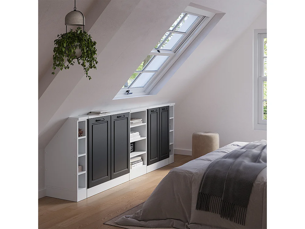 Meuble sous pente anthracite campagne 210x46x81.6 r-line