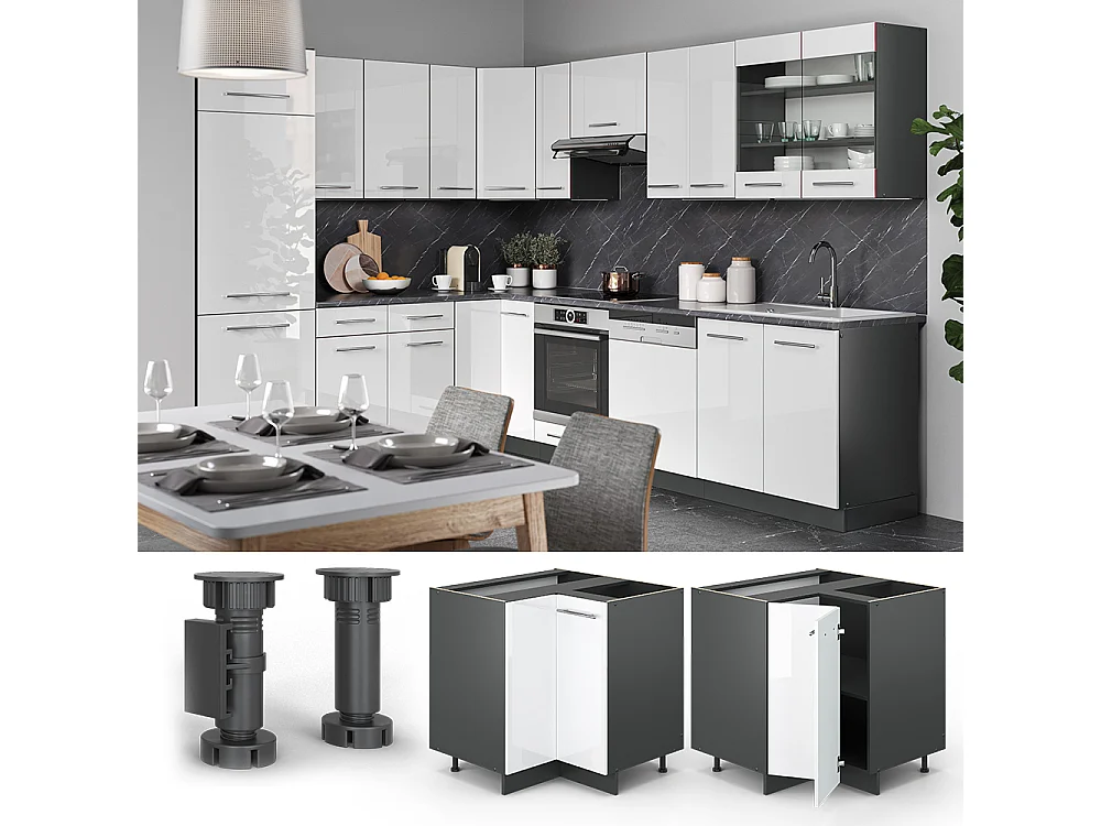 Mobile ad angolo cucina bianco lucido 80.5x60x82 fame-line