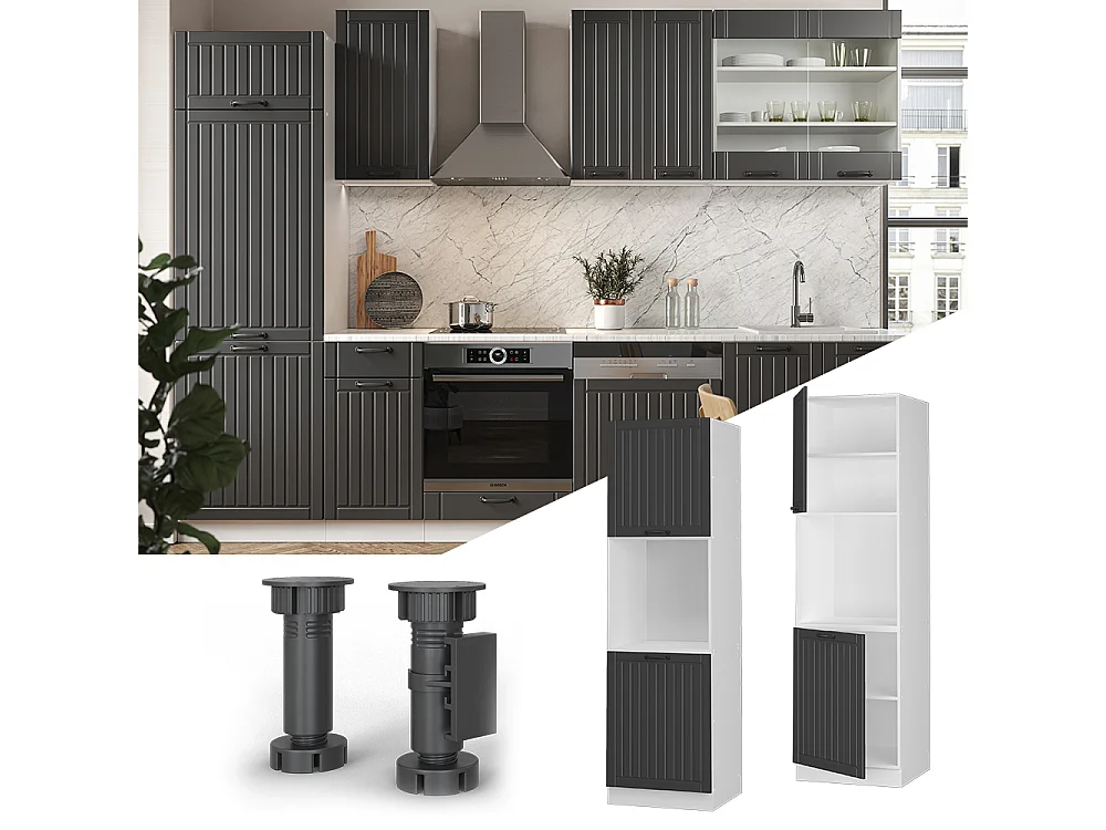 Meuble pour four anthracite campagne 60x58x206.8 fame-line