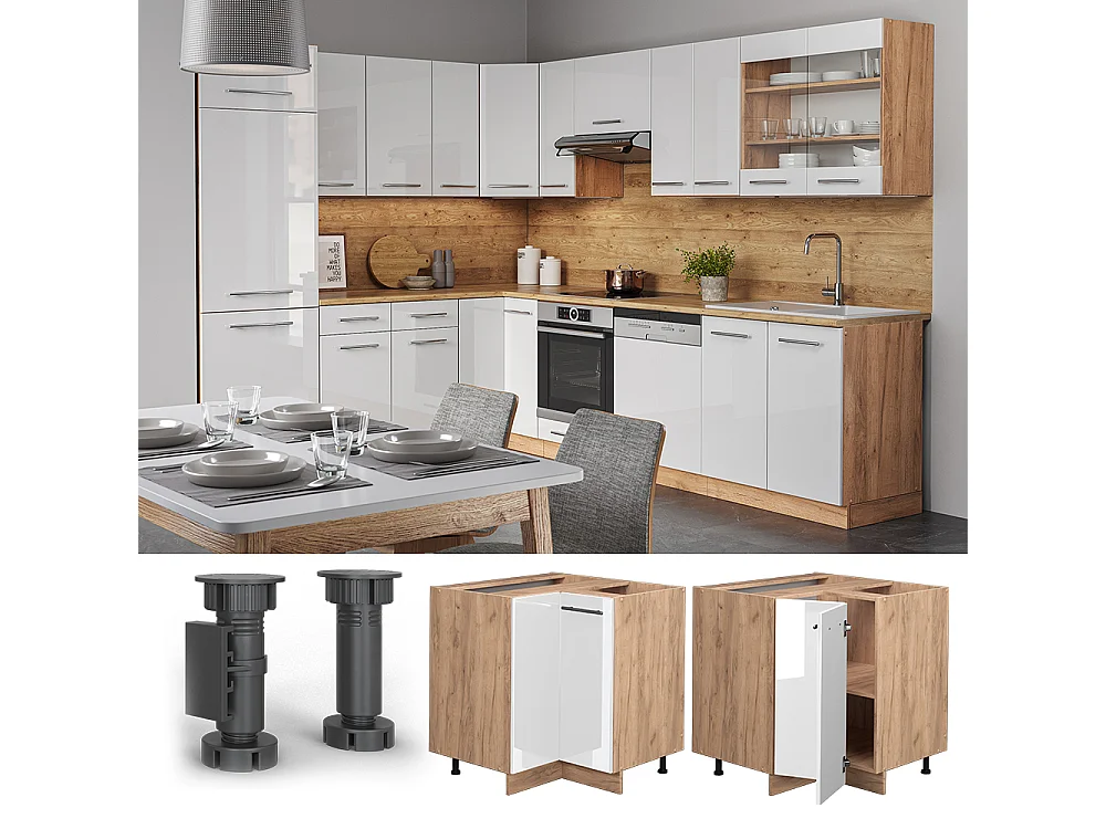 Armario de esquina blanco alto brillo 80.5x60x82 fame-line