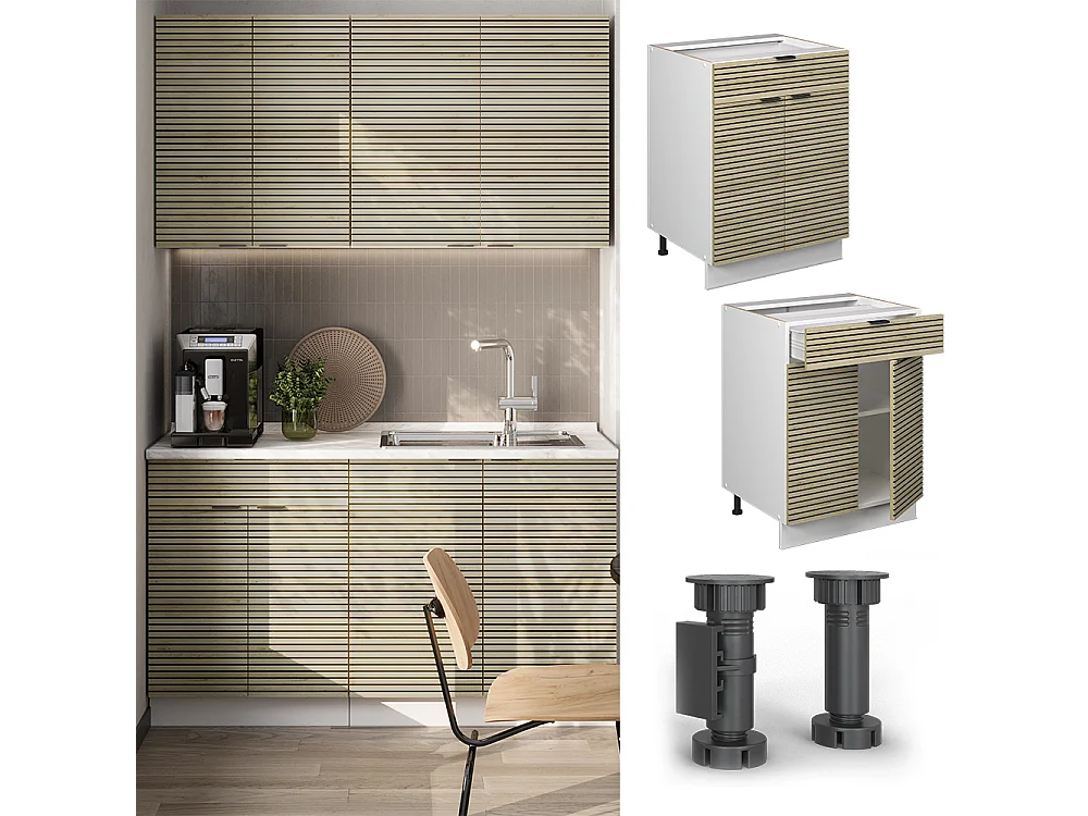 Meuble cuisine panneau en chêne 60x60x82 fame-line