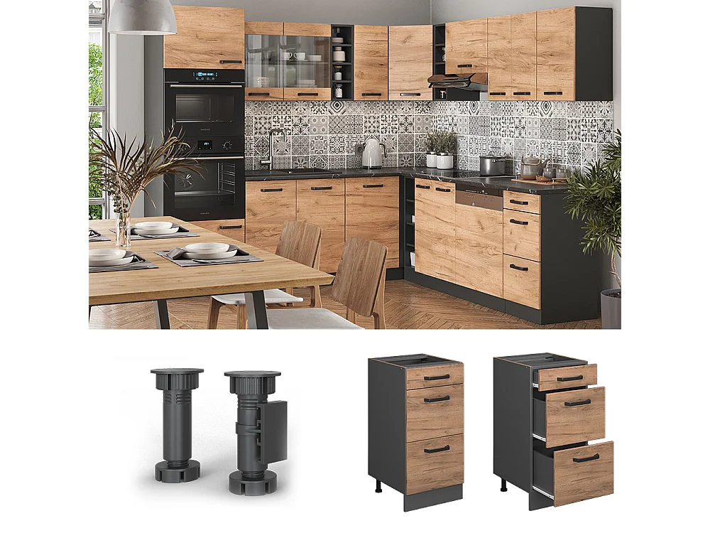 Meuble cuisine chêne de force doré 40x60x81.6 r-line