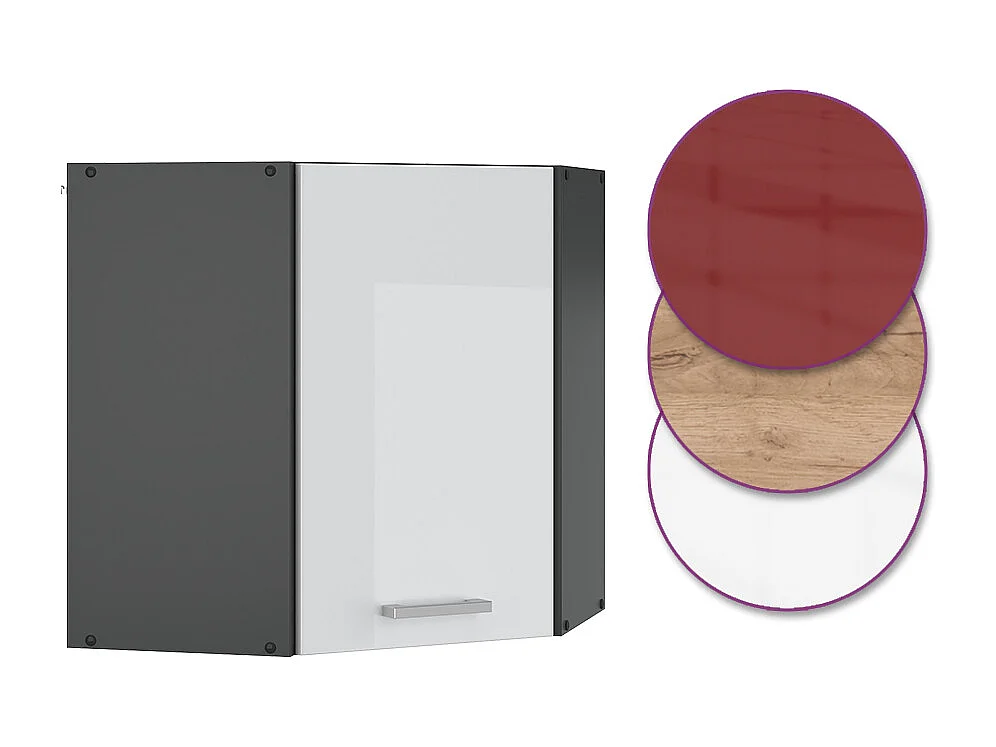 Armario colgante de esquina blanco alto brillo 57x34.1x60 r-line