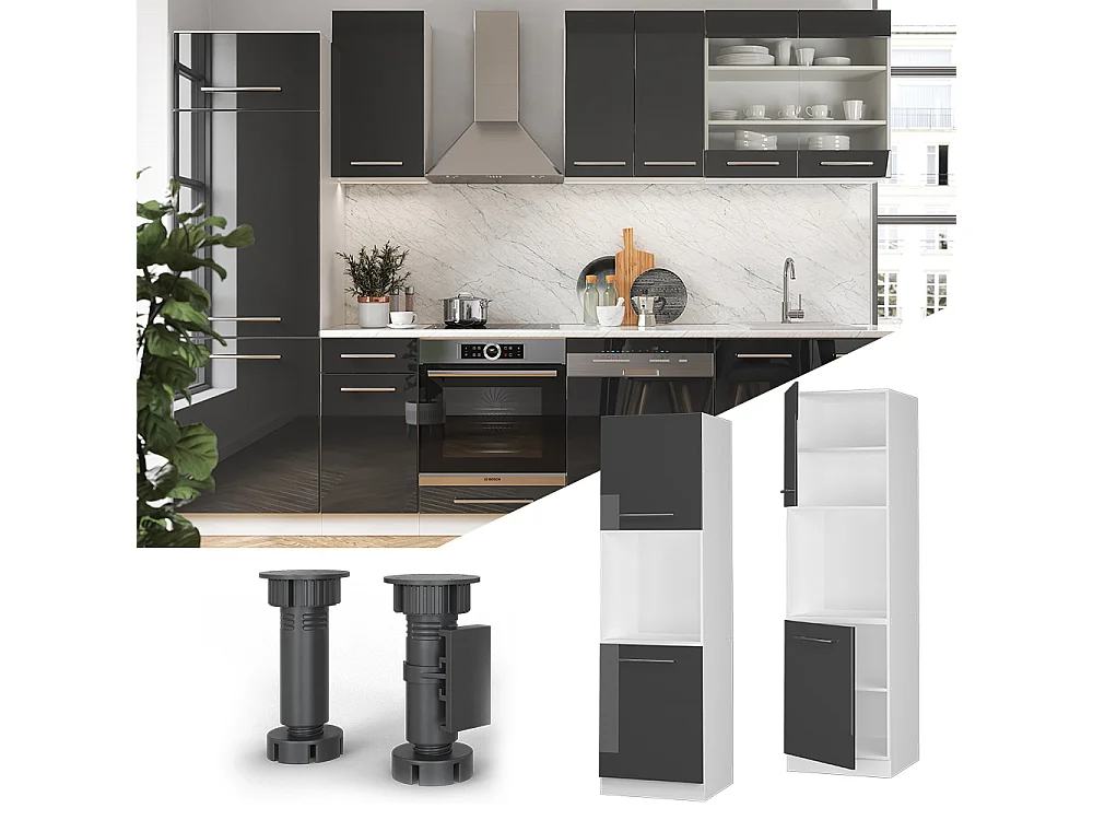 Meuble pour four anthracite haute brillance 60x58x206.8 fame-line