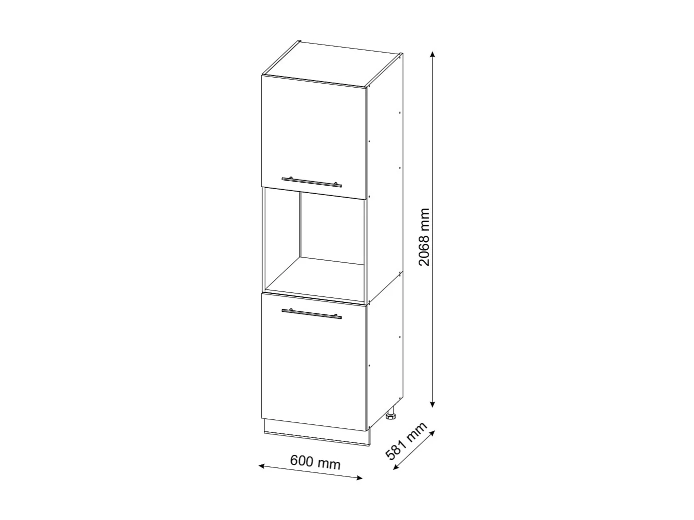 Meuble pour four anthracite haute brillance 60x58x206.8 fame-line