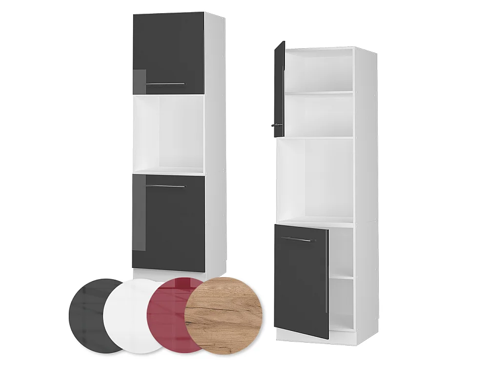 Armario para horno empotrado antracita alto brillo 60x58x206.8 fame-line