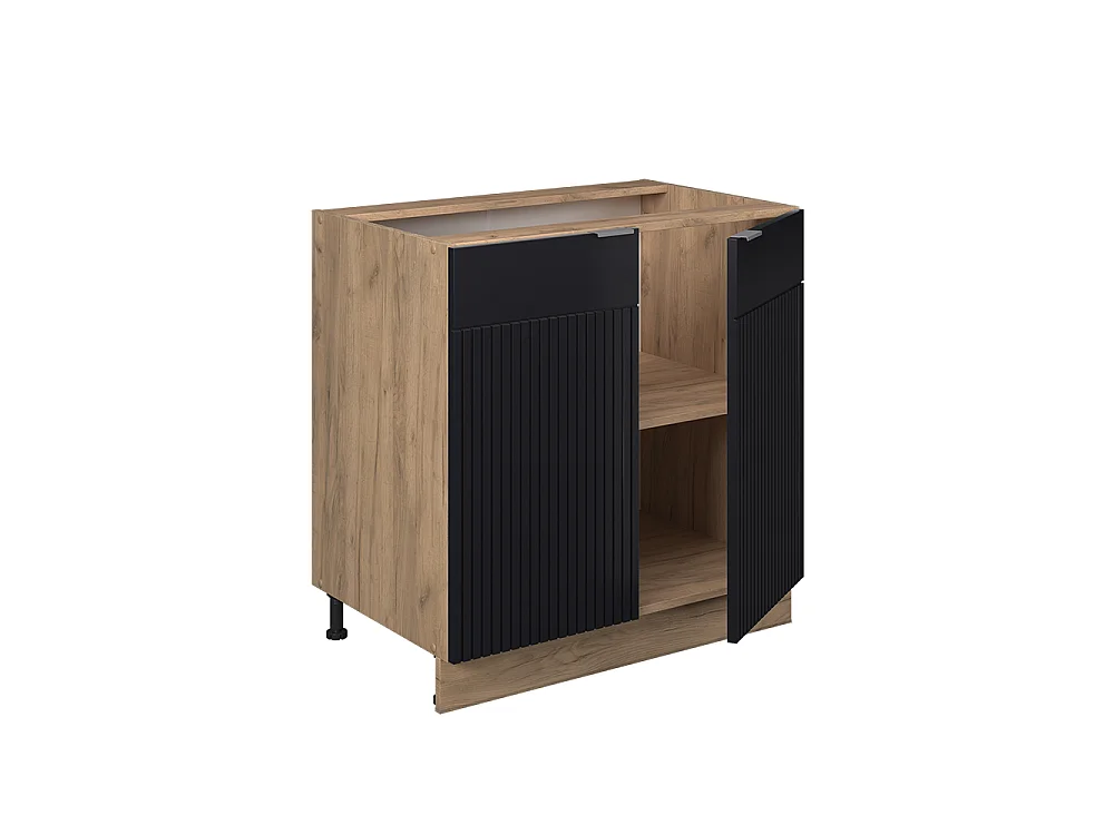 Meuble bas de cuisine noir rayé 80x51.6x82 fame-line