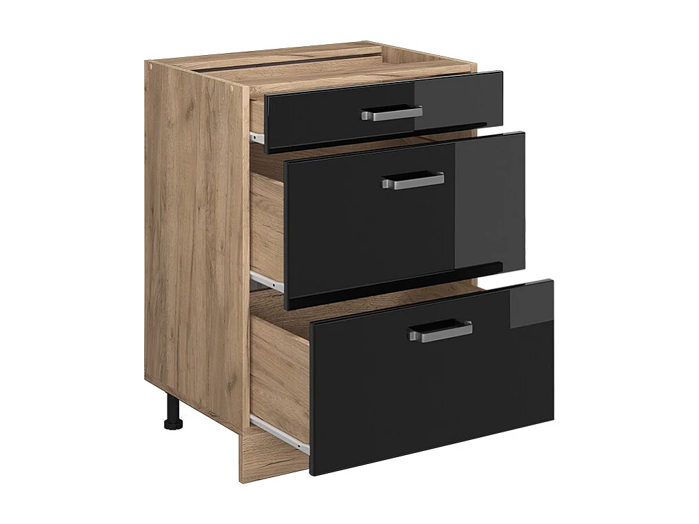 Meuble cuisine noir haute brillance 60x46x81.6 r-line