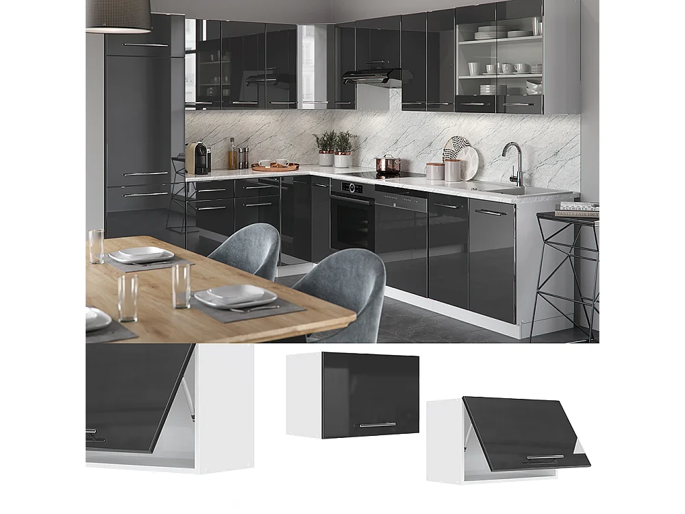 Armario colgante antracita alto brillo 60x34.1x40 fame-line