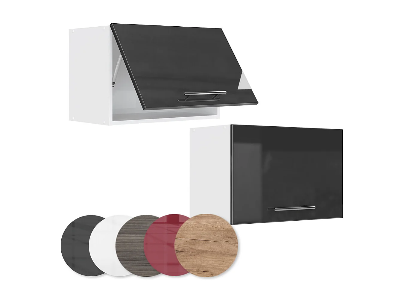 Elément haut de cuisine anthracite haute brillance 60x34.1x40 fame-line