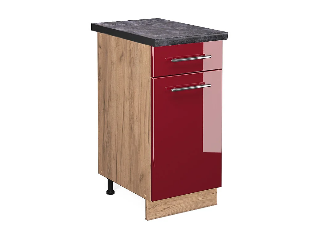 Mueble bajo de cocina rojo burdeos alto brillo 40x60x82 fame-line