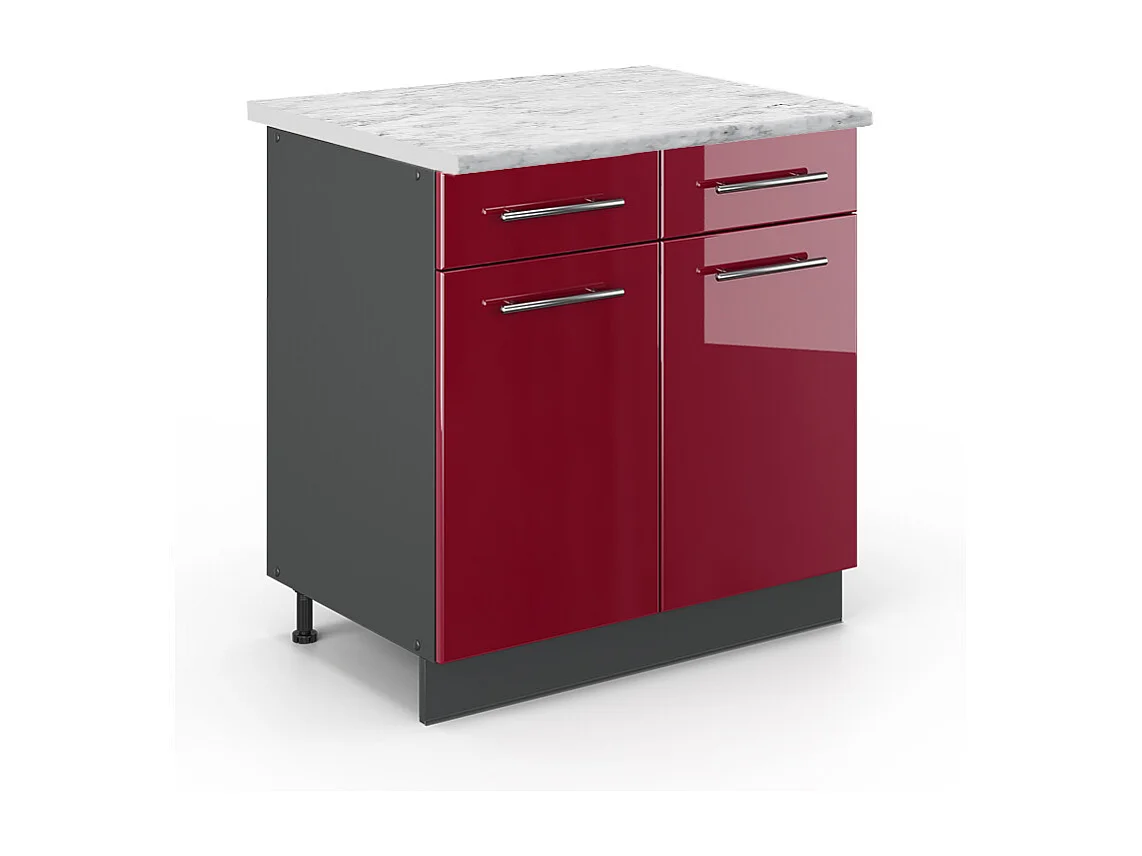 Meuble cuisine rouge bordeaux haute brillance 80x60x82 fame-line