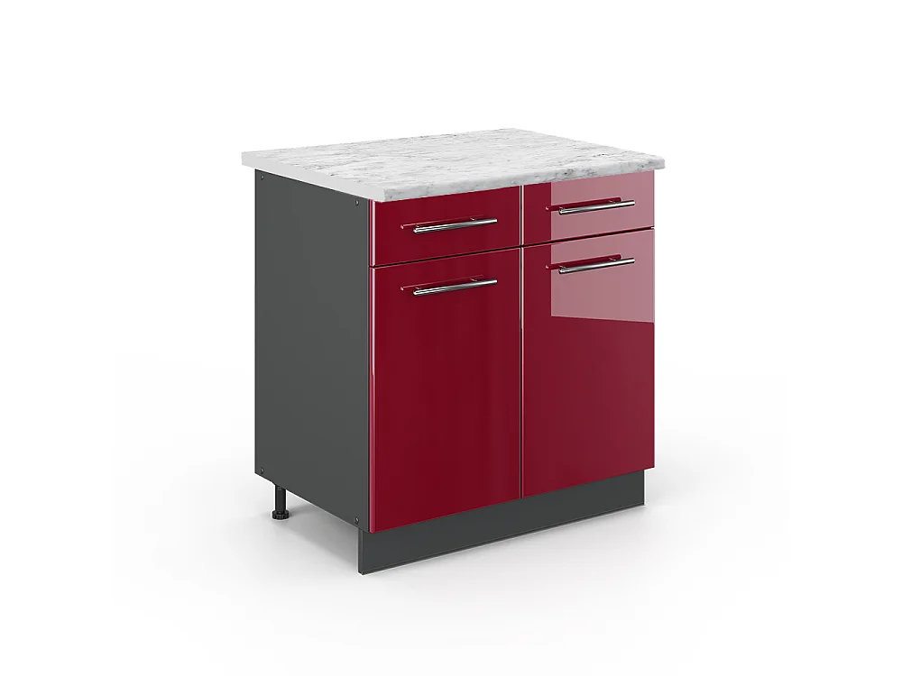 Meuble cuisine rouge bordeaux haute brillance 80x60x82 fame-line