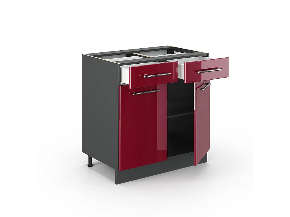 Meuble cuisine rouge bordeaux haute brillance 80x60x82 fame-line