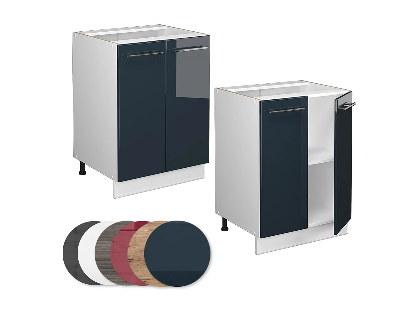 Mueble bajo de cocina azul oscuro alto brillo 60x51.6x82 fame-line