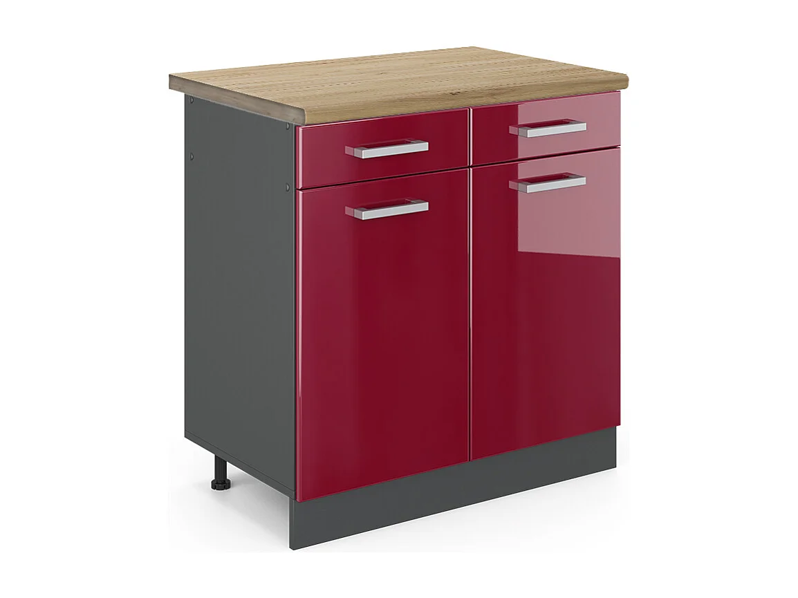 Küchenunterschrank rot hochglanz 80x60x81.6 r-line