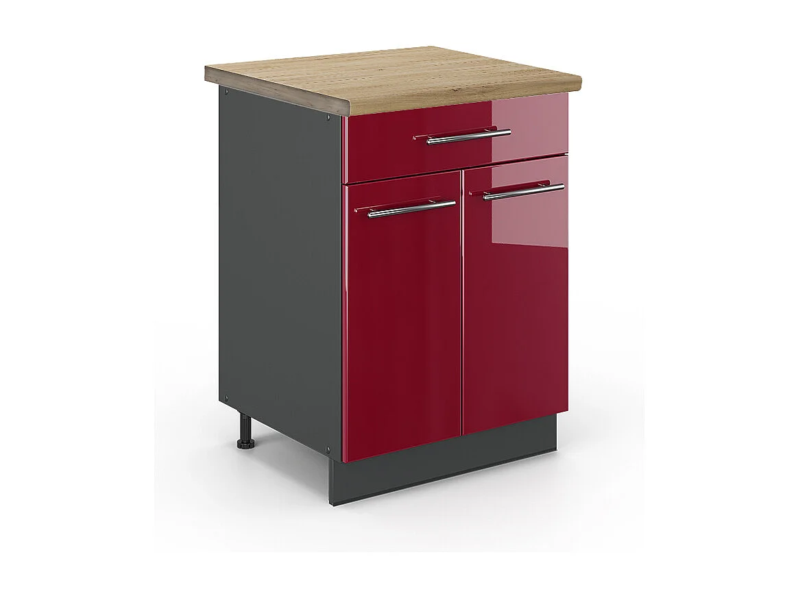 Küchenunterschrank bordeaux hochglanz 60x60x82 fame-line
