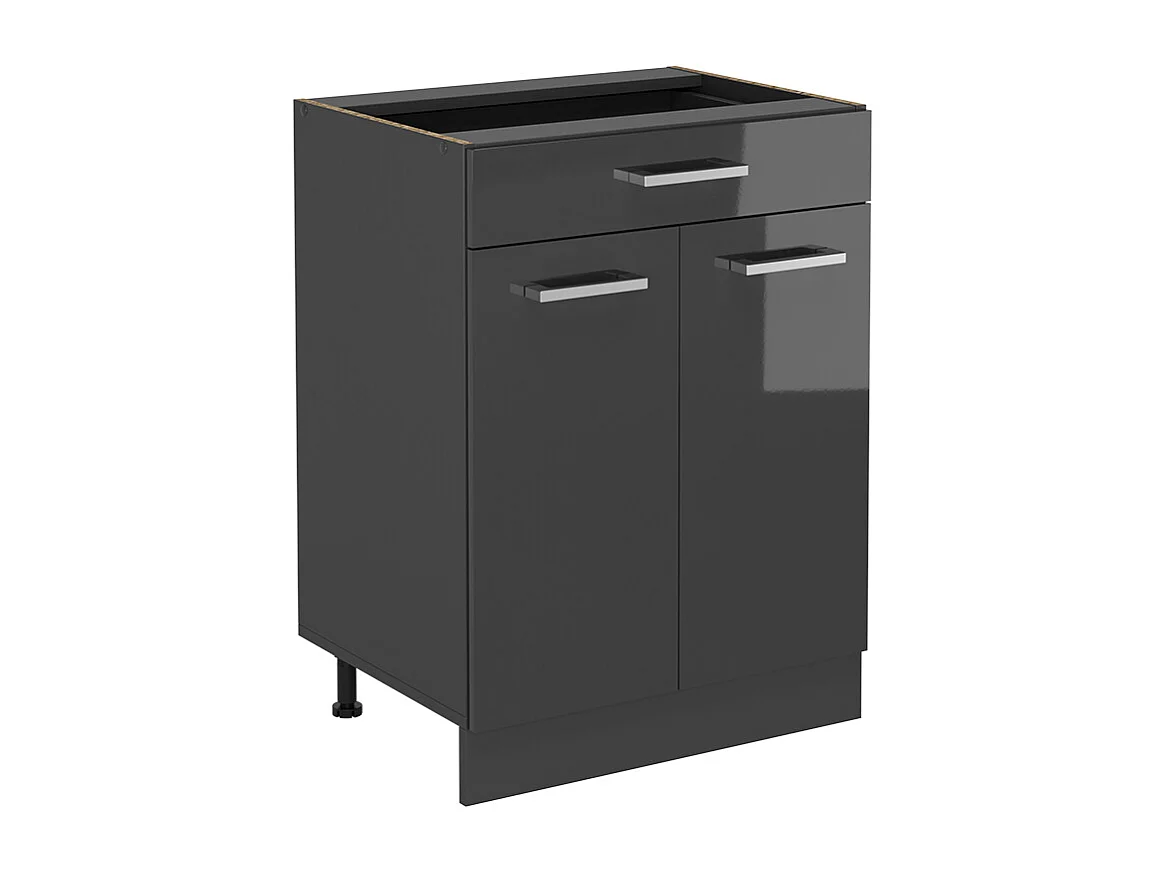 Meuble cuisine anthracite haute brillance 60x46x81.6 r-line