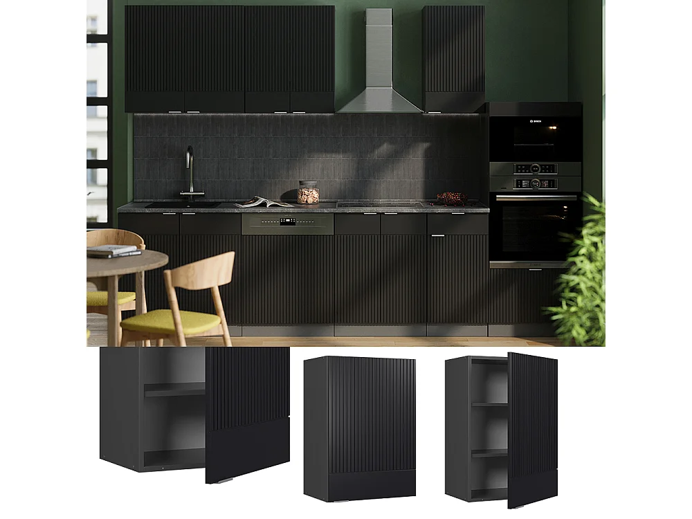 Pensile da cucina nero a righe 50x34.1x72 fame-line