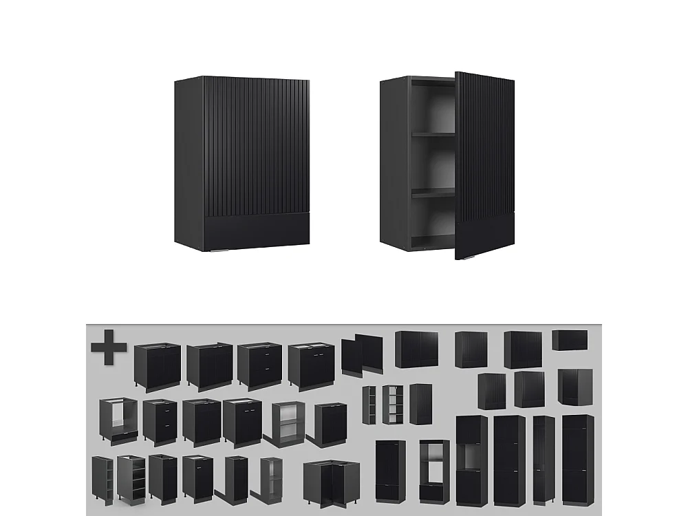 Pensile da cucina nero a righe 50x34.1x72 fame-line