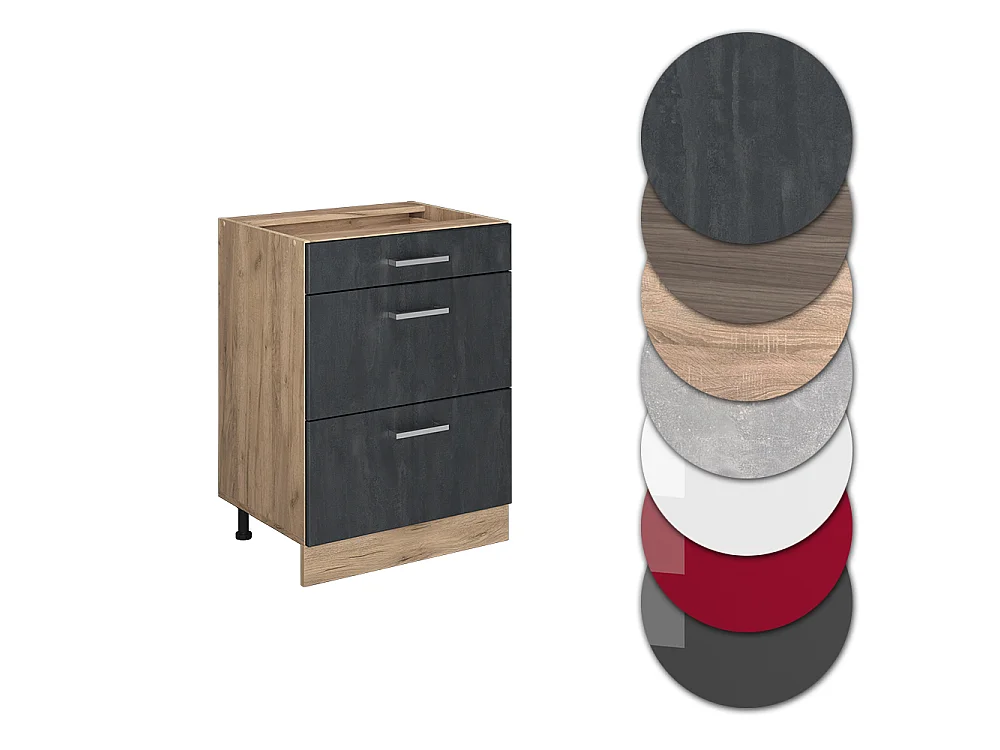 Mueble bajo de cocina hormigón negro 60x46x81.6 r-line