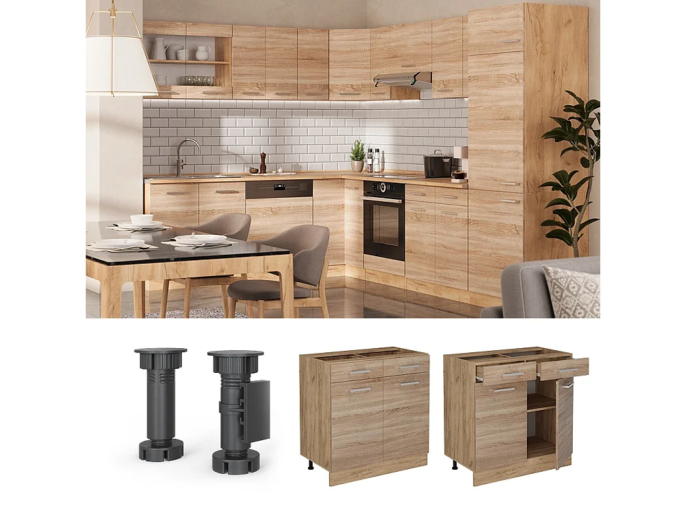 Mueble bajo de cocina sonoma 80x60x81.6 r-line