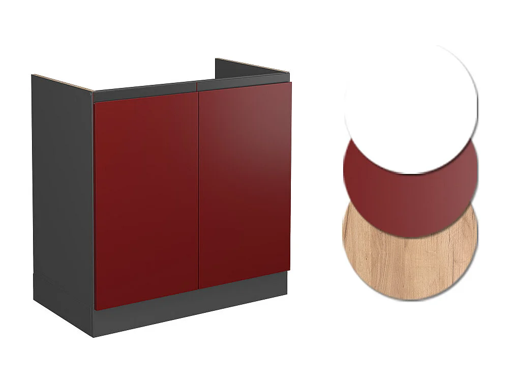 Armario bajo para fregadero rojo 80x60x81.6 r-line