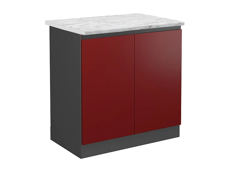 Meuble bas sous-évier rouge 80x60x81.6 r-line