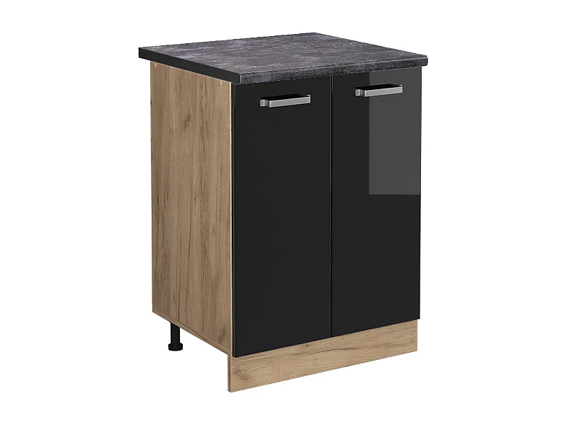 Meuble bas de cuisine noir haute brillance 60x60x81.6 r-line