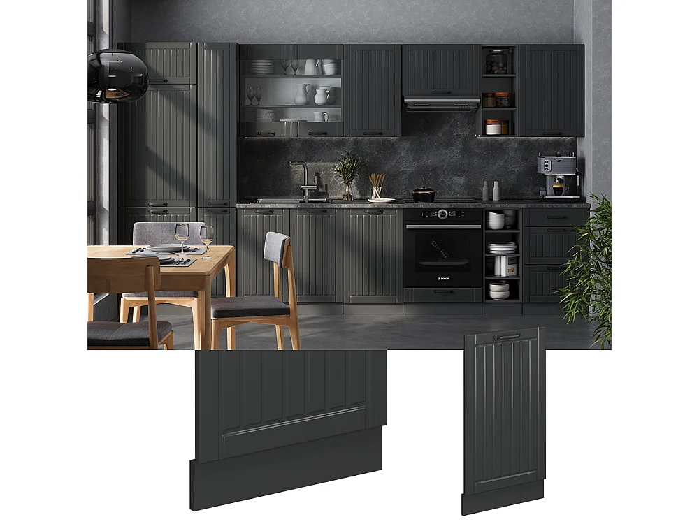 Panel frontal del lavavajillas gris oscuro 45x1.6x81.8 fame-line